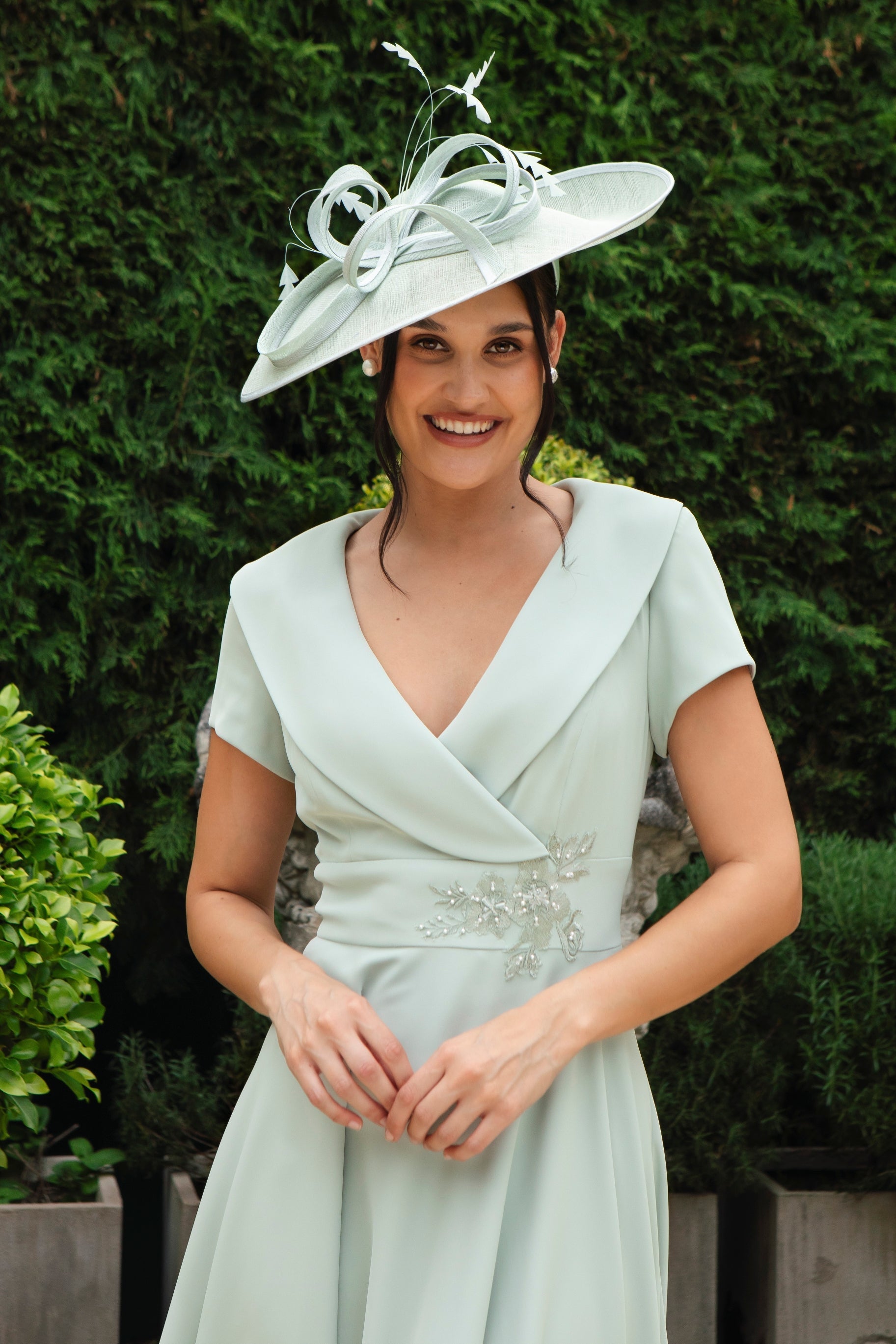 Ispirato Softly Flared Dress with Sleeves in Meadow Mist Green