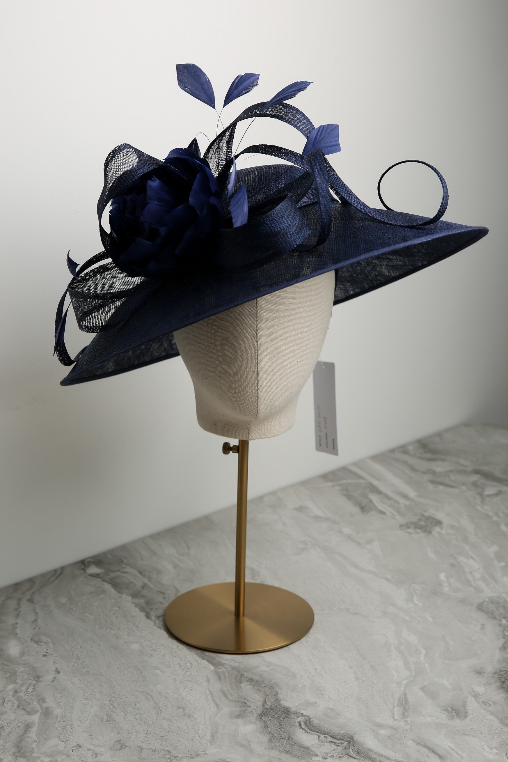 Bell-shaped Traditional Sinamay Hat by Condici in Navy