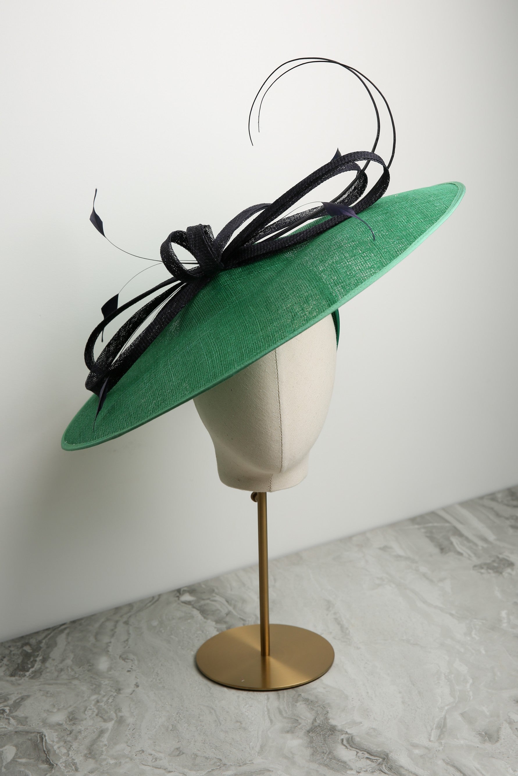 Large Disc Fascinator by Ispirato in Shamrock and Navy